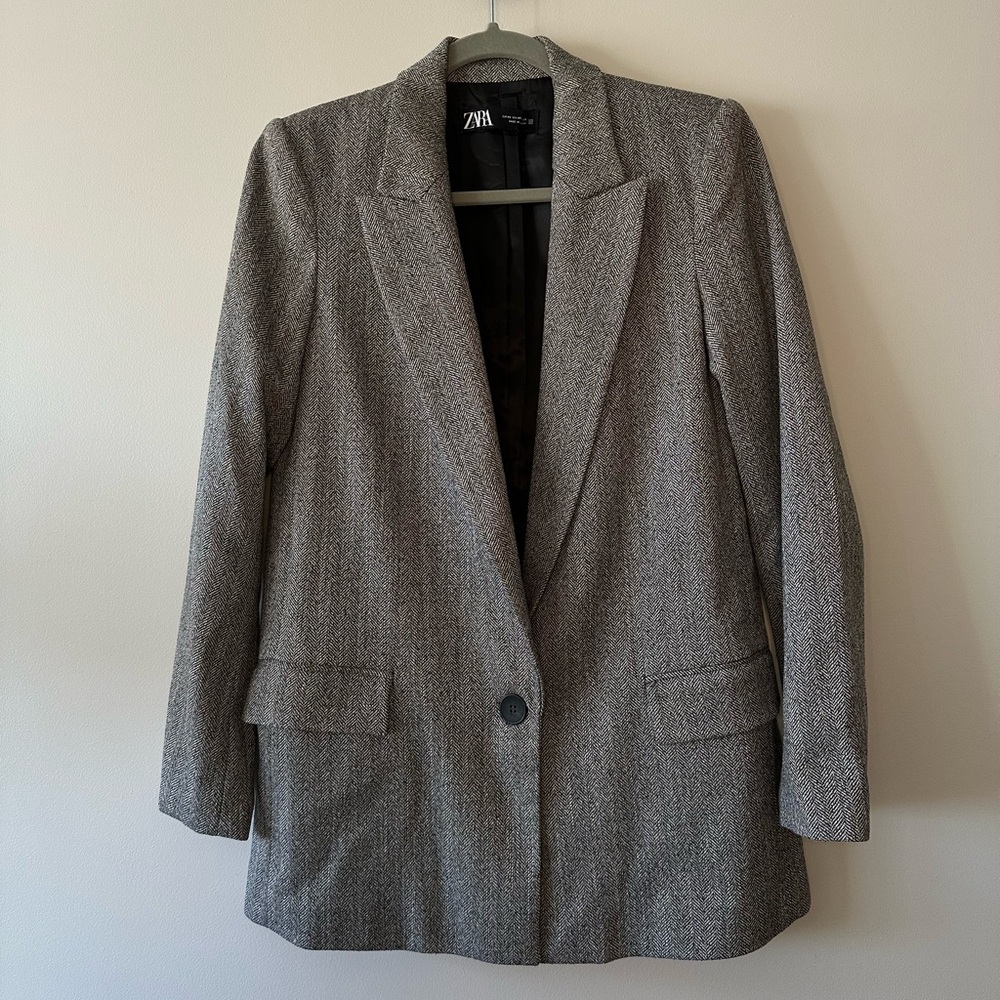 Zara Herringbone Blazer